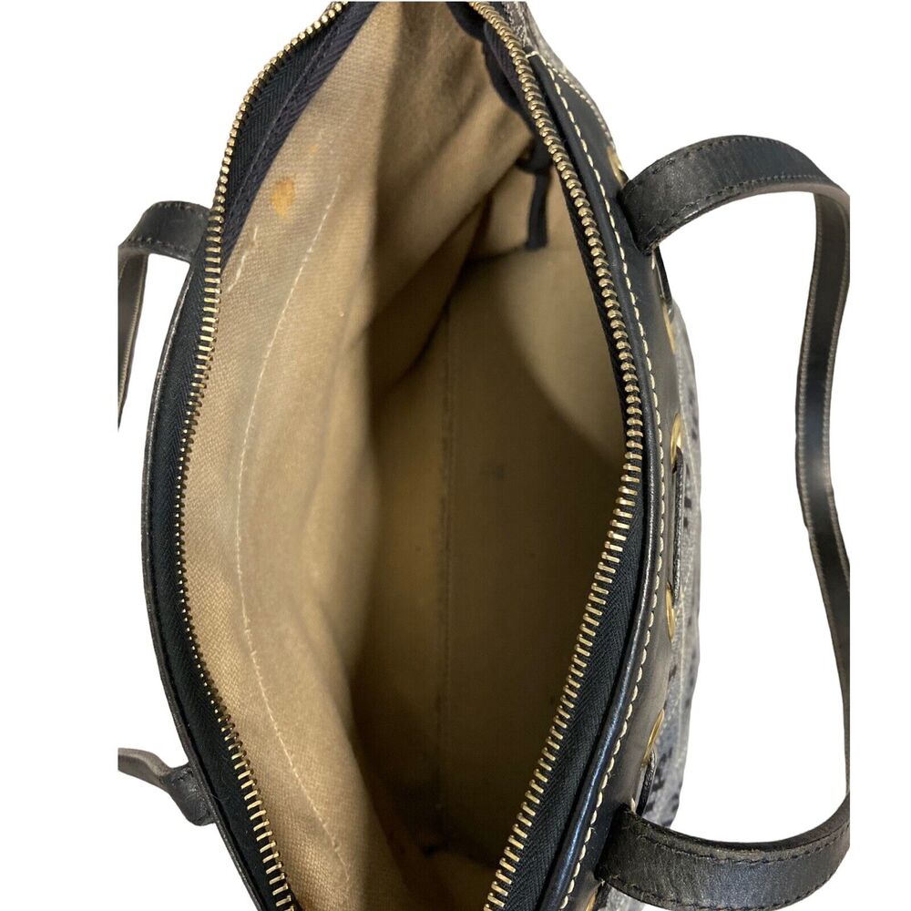 Vintage Dooney Bourke Black Monogram Authentic Canvas Leather Bag Tote Y2K - Picture 8 of 10